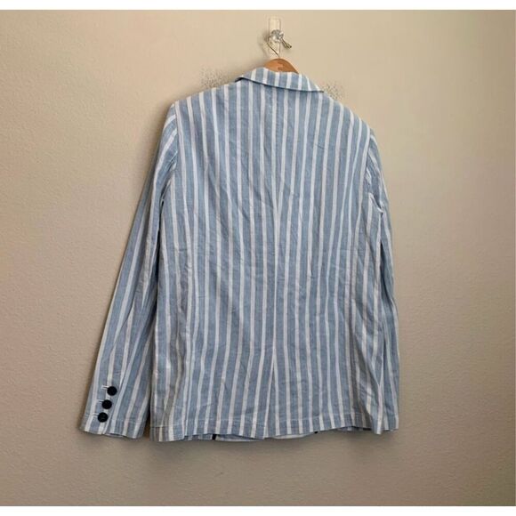 FRAME Denim cotton oversized blue white stripe blazer size medium - Picture 6 of 13